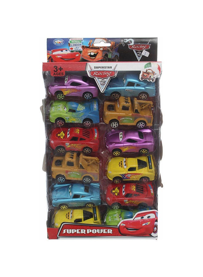 12-Piece 2 Super Star Power Racing Cars Set