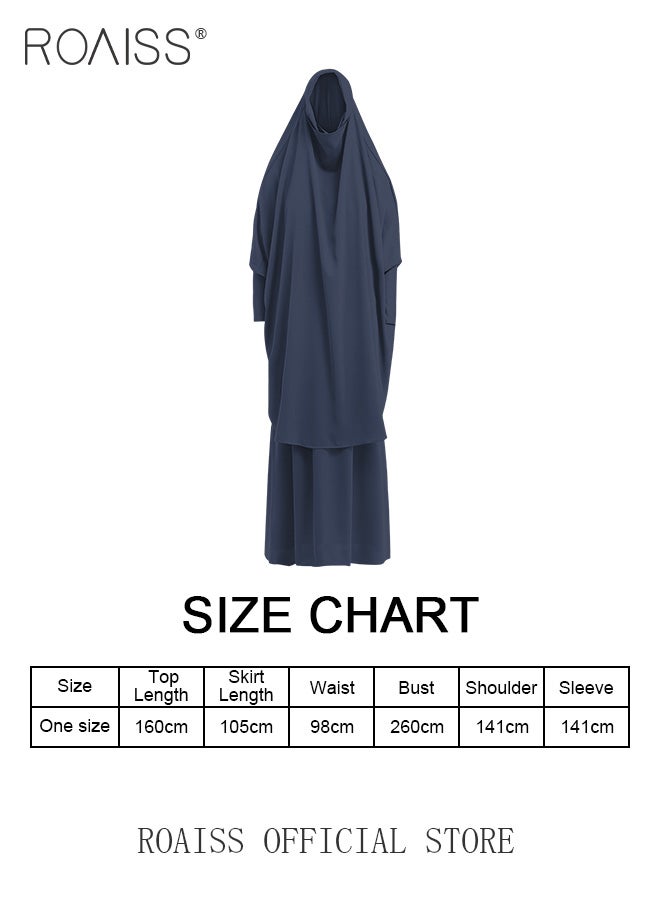 2-Piece Ladies Abaya Style Crew Neck Batwing Sleeve Solid Dress Ladies Ethnic Traditional Wear for Ladies Ramadan Eid al-Adha