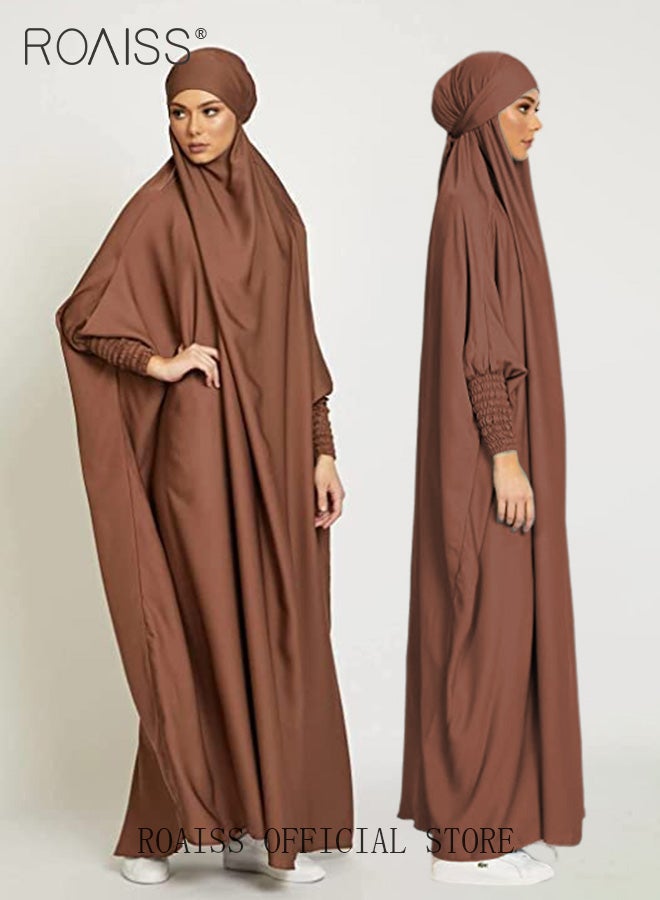 Ladies Abaya Style Abaya  Batwing Sleeve A-Line Crew Neck Long Sleeve Dress Ladies Ethnic Traditional Wear for Ladies Ramadan Eid al-Adhar