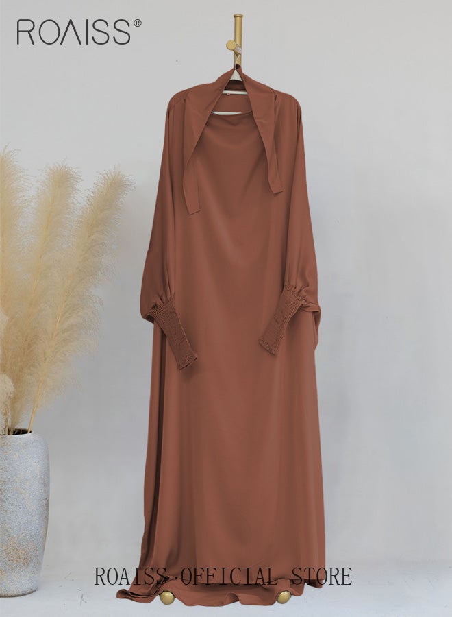 Ladies Abaya Style Abaya  Batwing Sleeve A-Line Crew Neck Long Sleeve Dress Ladies Ethnic Traditional Wear for Ladies Ramadan Eid al-Adhar