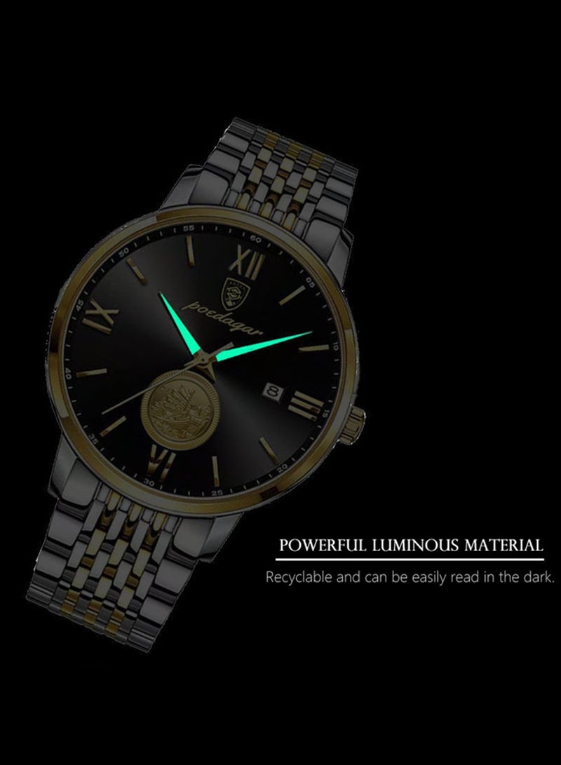 Men’s Luxury Quartz Alloy Case Waterproof Wristwatch 41mm