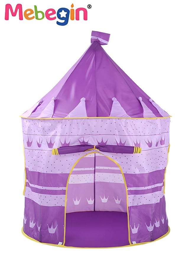 Princess Purple Tent for Kids Castle 105*105*135CM,Pretend Imagination Play Set Large Playhouse Pop Up Kids Play Tent for Children with Star, Tunnel Foldable Tent Indoor and Outdoor Games