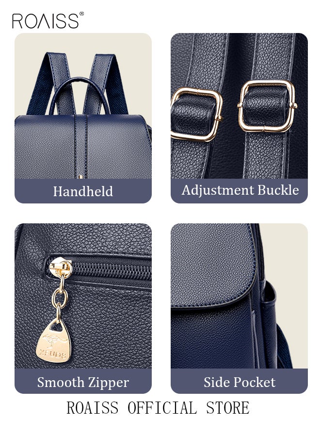 Women Leather Backpack with Cowhide Pattern Creative Cat Decoration Fashionable Travel Bag Short Distance Luggage Bag