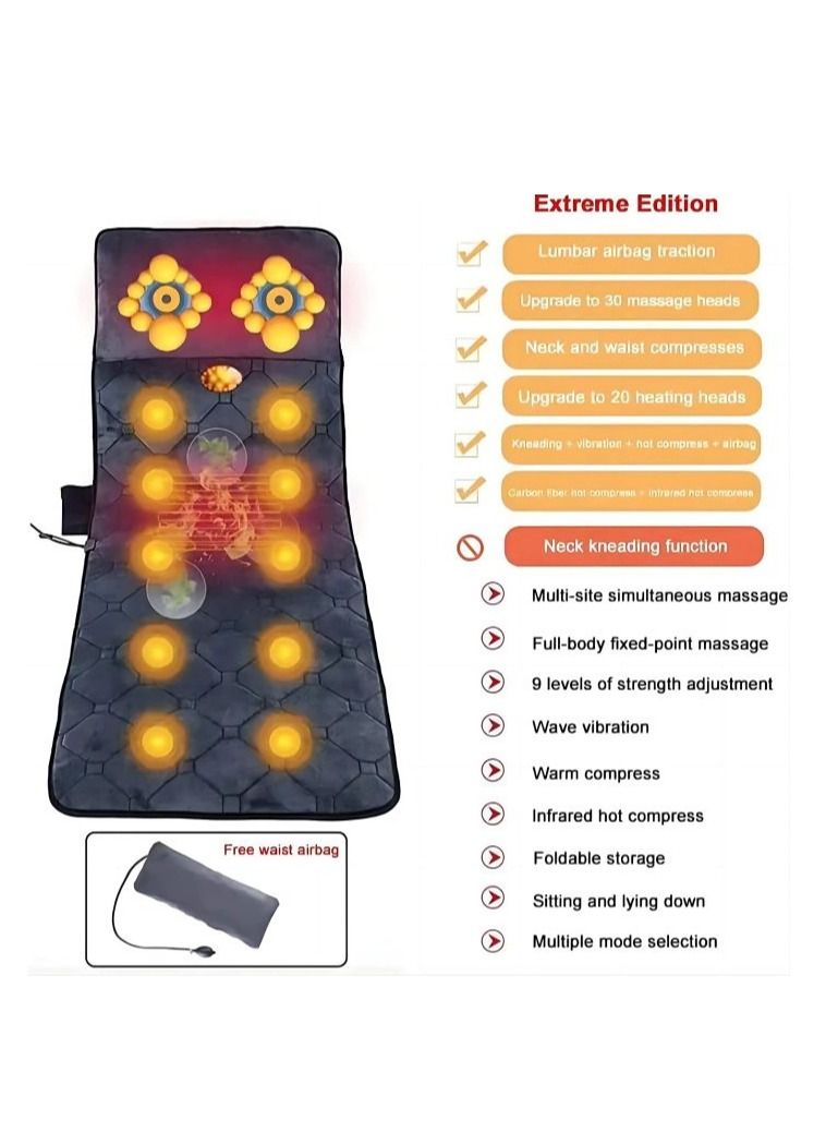 COOLBABY Massage Heating Pad 10 Vibrating Motor Massage Mattress Heating Back Massage Pad Relieves Stress And Muscle  Pain