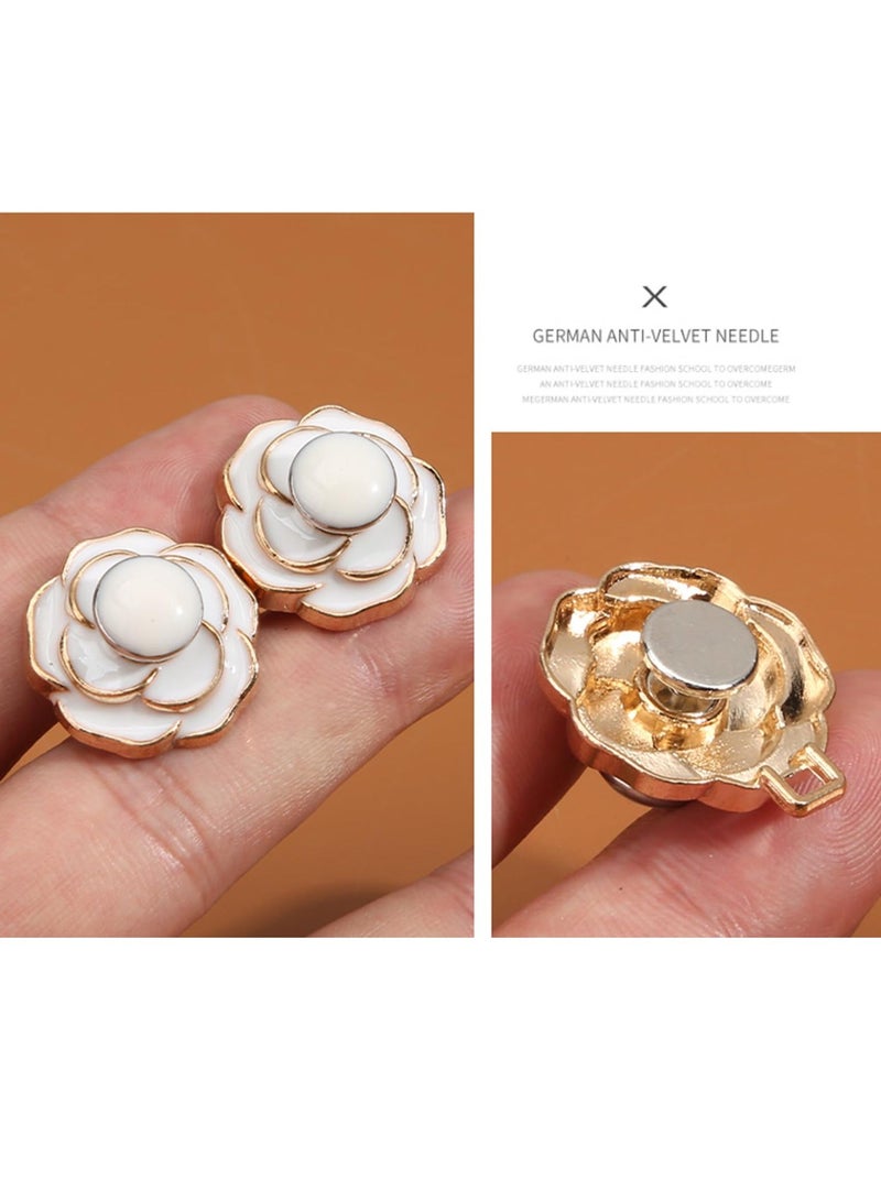 8 Sets Pant Waist Tightener for Rose Petals - Detachable Adjustable Jean Button Buckle Set Pins No Sewing Required Won't Pinch Skin Easy to Install 4 Style