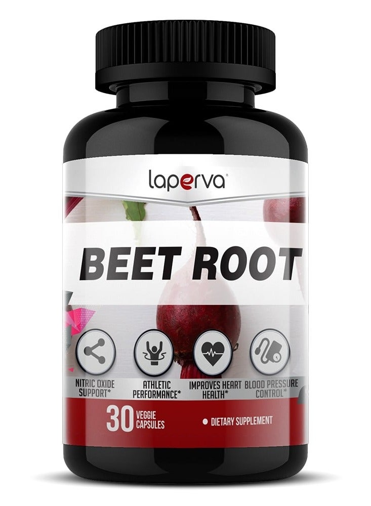 Laperva Beetroot, Enhance Athletic Performance, Nitric Oxide Support, Improves Heart Health and Blood Pressure Control, 30 Veggie Capsules, 650 mg