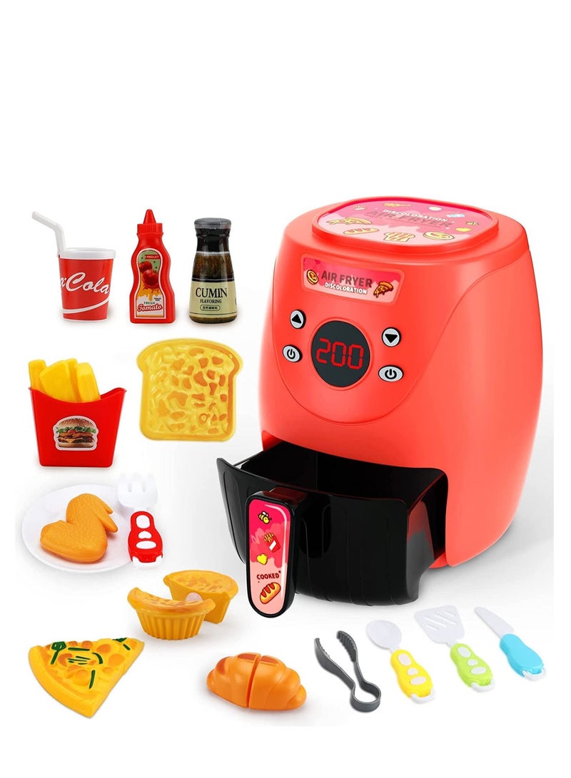 Kids Air Fryer with Play Food Toddler Toys Age 2-4 Cooking Toys Play Kitchen Playset Toys for 2 Year Old Girls Boys Gift