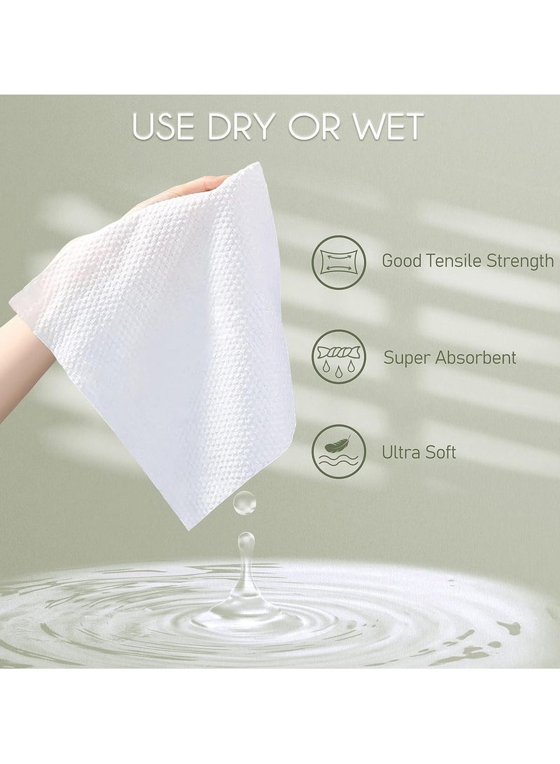 Disposable Face Towel Biodegradable Large Dry Wipes Extra Thick Soft Clean Facial Towels for Sensitive Skin Cleansing Nursing Travel Disposable Makeup Remover Wipes10×12 Inches 60 Count Box