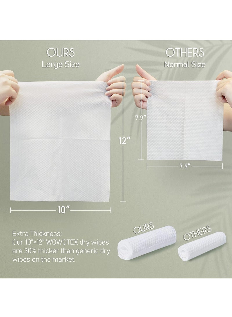 Disposable Face Towel Biodegradable Large Dry Wipes Extra Thick Soft Clean Facial Towels for Sensitive Skin Cleansing Nursing Travel Disposable Makeup Remover Wipes10×12 Inches 60 Count Box