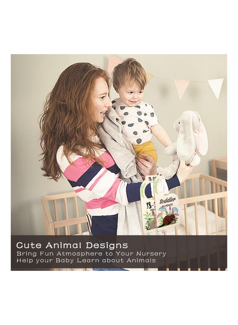 Wood Baby Clothes Wardrobe Dividers, Nursery Storage Organiser, Age Hanger Animal Design Closet Rail Dividers from Newborn to 24 Months Shower Gifts(8Pcs)