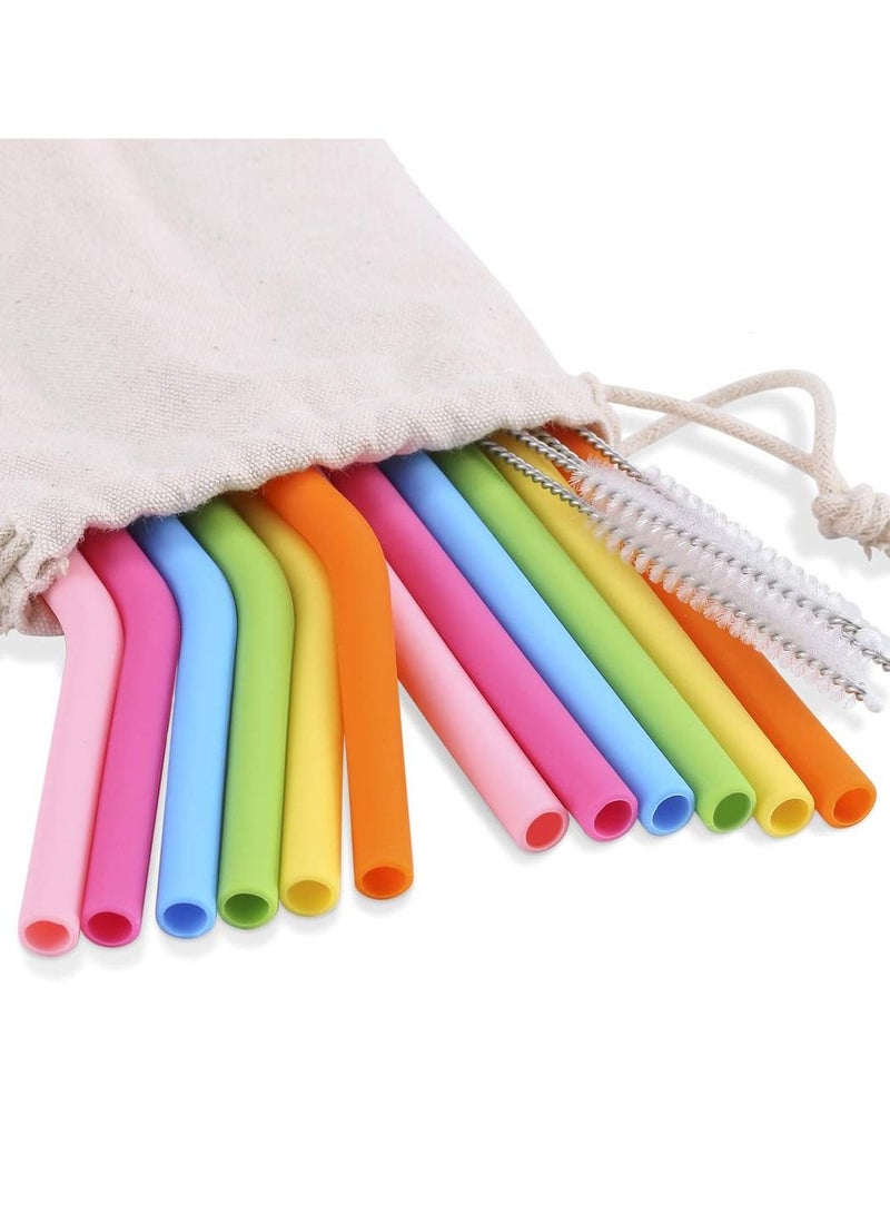 12PCS Reusable Flexible Straws for Toddlers & Kids, BPA-Free Silicone Straws with Cleaning Brushes Extra Long Straws Sustainable Straw Set Washable Drinking Straws for 30oz 20oz Tumblers