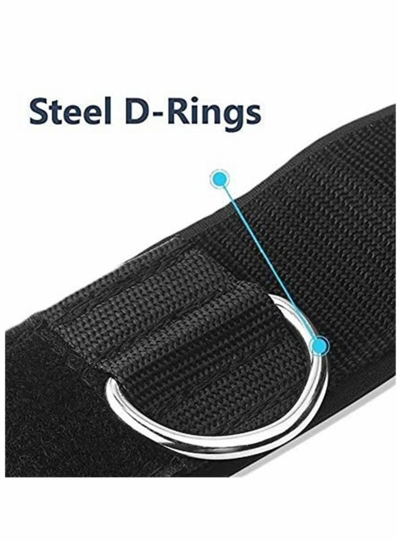 Ankle Strap, Leg Strap, Sports Strap, Cuffs Ankle Resistance Bands, D Ring Comfortable Adjustable Velcro Ankle Strap, for Home/Gym Cable Machines Resistance Strength Exercise Training, 2Pack (Black)