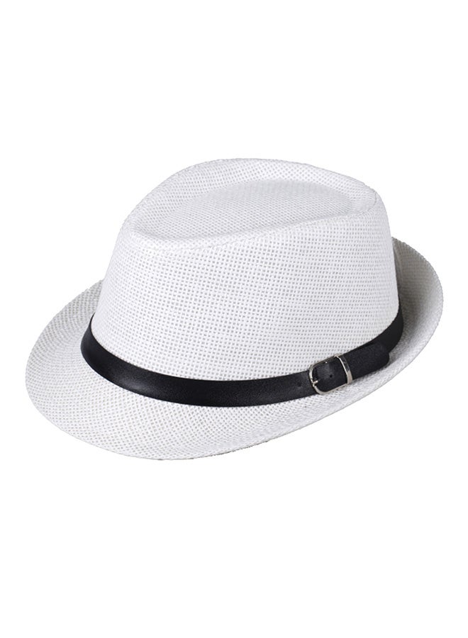 Fedora Trilby Hat With Belt White/Black