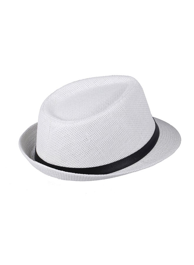 Fedora Trilby Hat With Belt White/Black