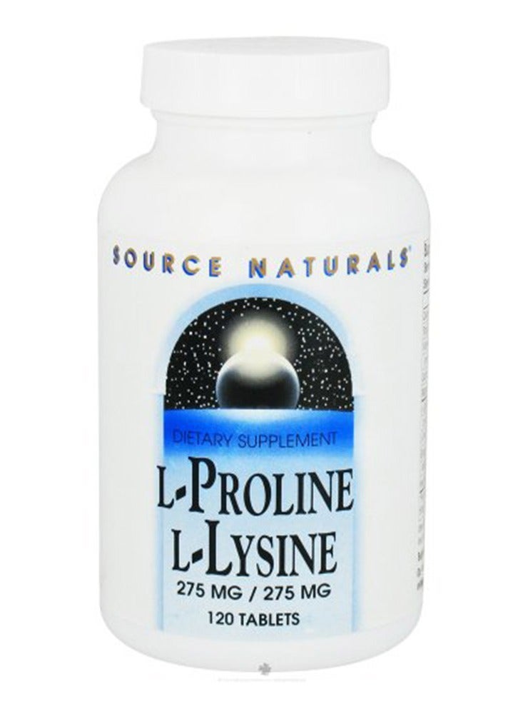 Source Naturals L Proline L Lysine, Helps in the Formation of Collagen in the Body with Vitamin C Strong Antioxidant, 275 mg, 120 Tablets