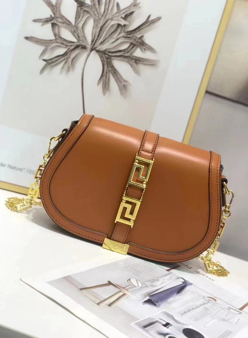 New Luxury Designer Metal Chain Handbag Shoulder Bag Women Black  Leather
