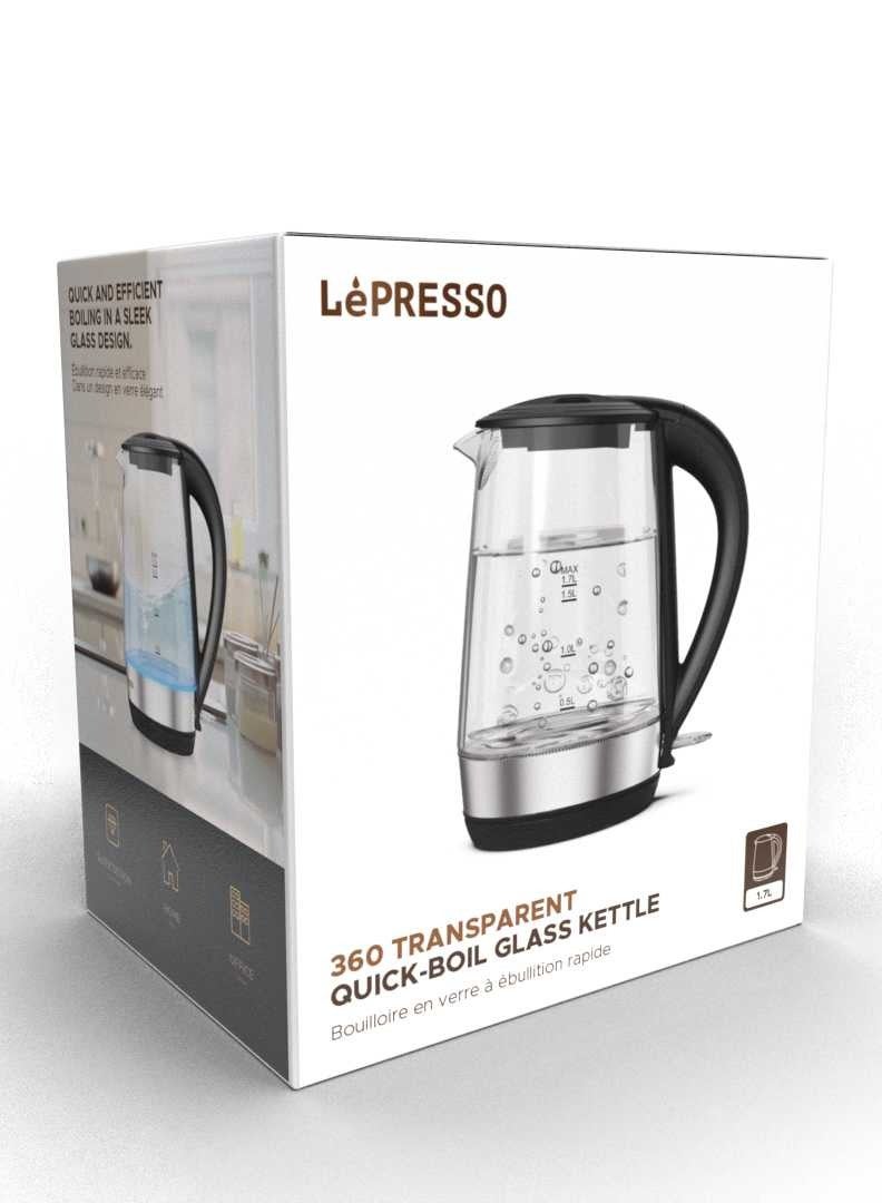 LePresso 360 Transparent Quick-Boil Glass Kettle