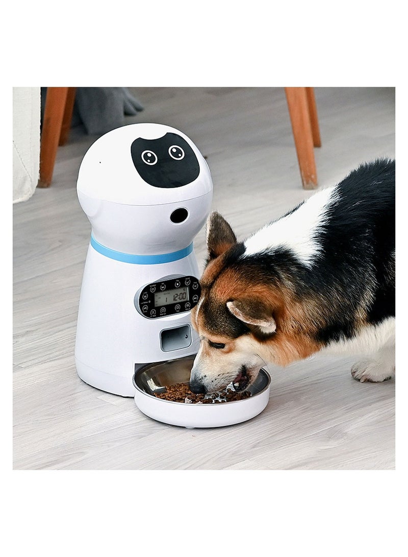 COOLBABY 3.5L Automatic Pet Feeder Dog Cat Feeders 10s Voice Recorder Smart Food Dispenser with Stainless Steel Food Bowl for Cats and Dogs Programmable Timer