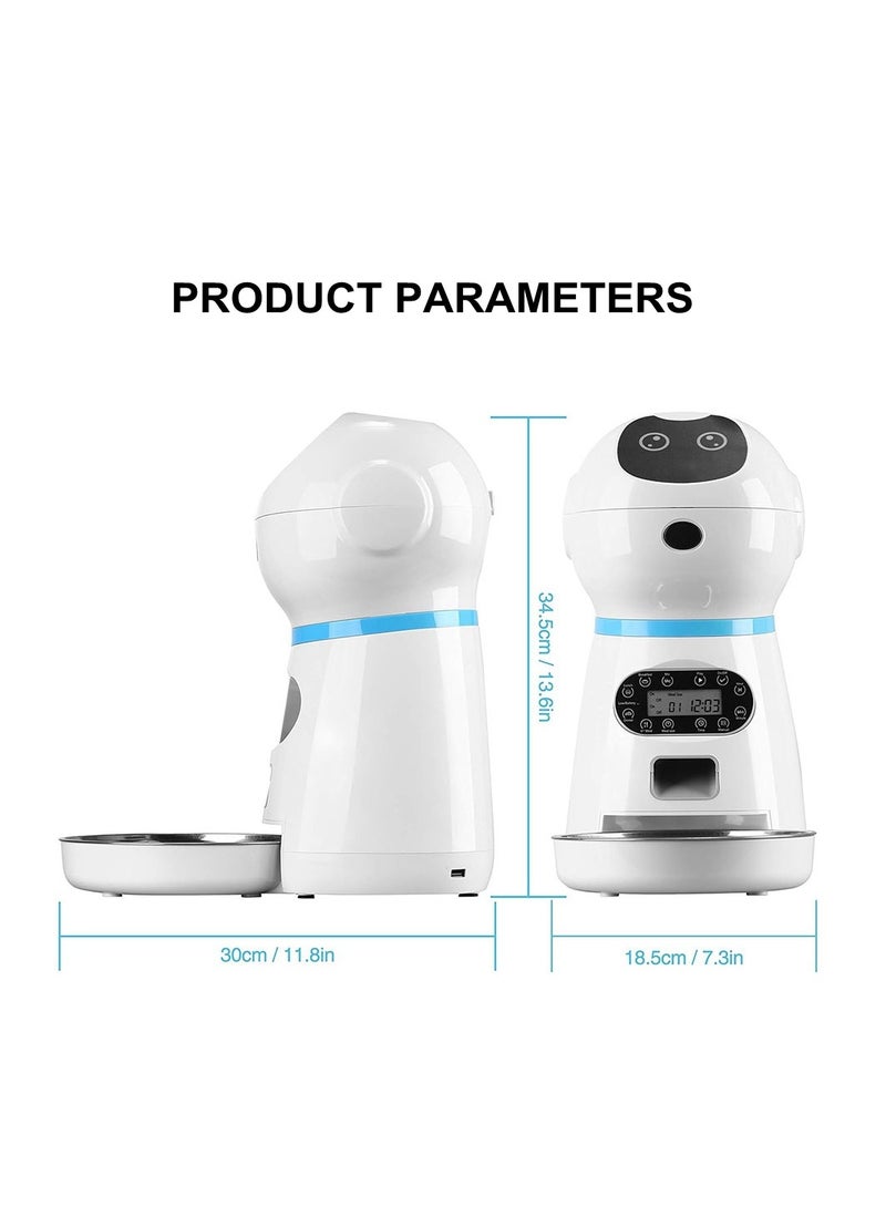 COOLBABY 3.5L Automatic Pet Feeder Dog Cat Feeders 10s Voice Recorder Smart Food Dispenser with Stainless Steel Food Bowl for Cats and Dogs Programmable Timer