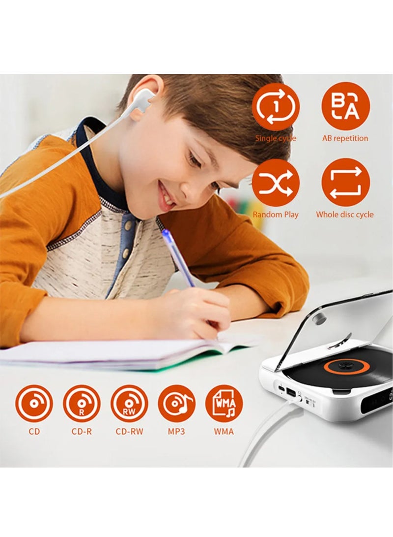 KC-918 Portable CD Player,  Personal CD Players with Bluetooth for Car, Travel or Language learning, Rechargeable Small Music Player