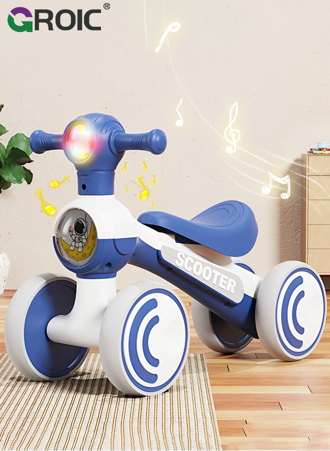 Toddler Scooter, Baby Ride-on Toy, Activity Walker Baby Racing Car, No Pedal & 4 Silence Wheels & Widened Seat & Wonderful Children's Music & Cool Headlights Pre-School First Riding Toys