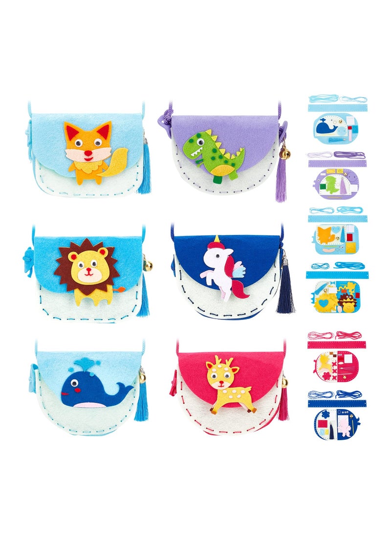 DIY Animal Theme Handmade bags, Sew Your Own Purses, Nonwoven Craft Sewing Play Gift, Beginners Sewing Kit for Kids with Safety Needle
