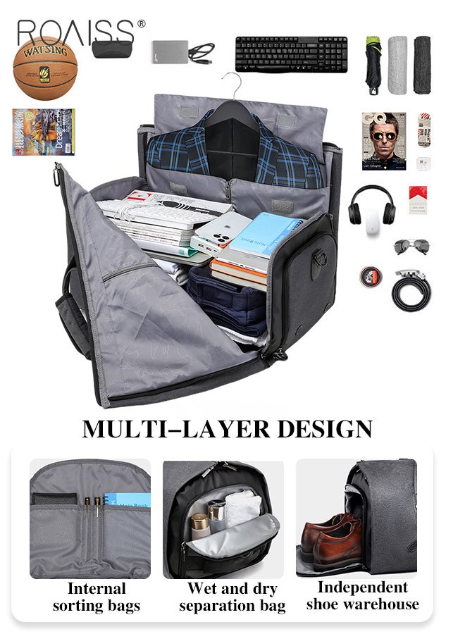 Large Capacity Outdoor Travel Bag Portable Suit Garment Storage Bag Foldable Business Luggage Bag with Multifunctional Organizer Suitable for Carrying and Storing Travel Essentials