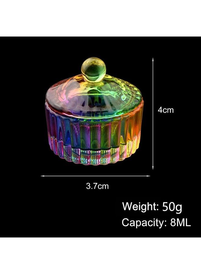 Crystal Colored Glaze Round Shape Acrylic Liquid Powder Glass Dappen Dish Glass Cup W Cap Lid Bowl For Acrylic Nail Art Transparent Kit Napb034Round