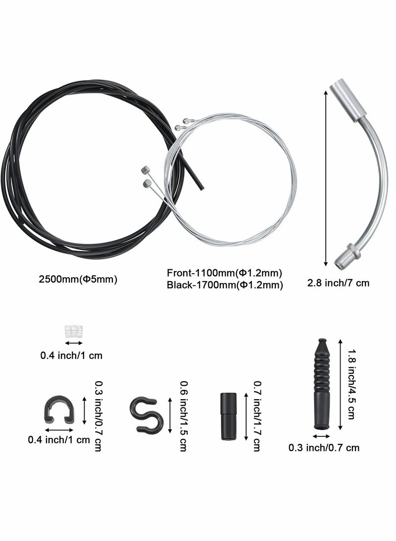 Bike Brake Cable Housing Kit Includes 1 Set Bicycle Brake Line, 2 Pieces V Bike Brake Noodle Cable Guide Pipe and 2 Pieces Plastic Hoses for Road Mountain Bicycle Cycling (Black Brake Line)