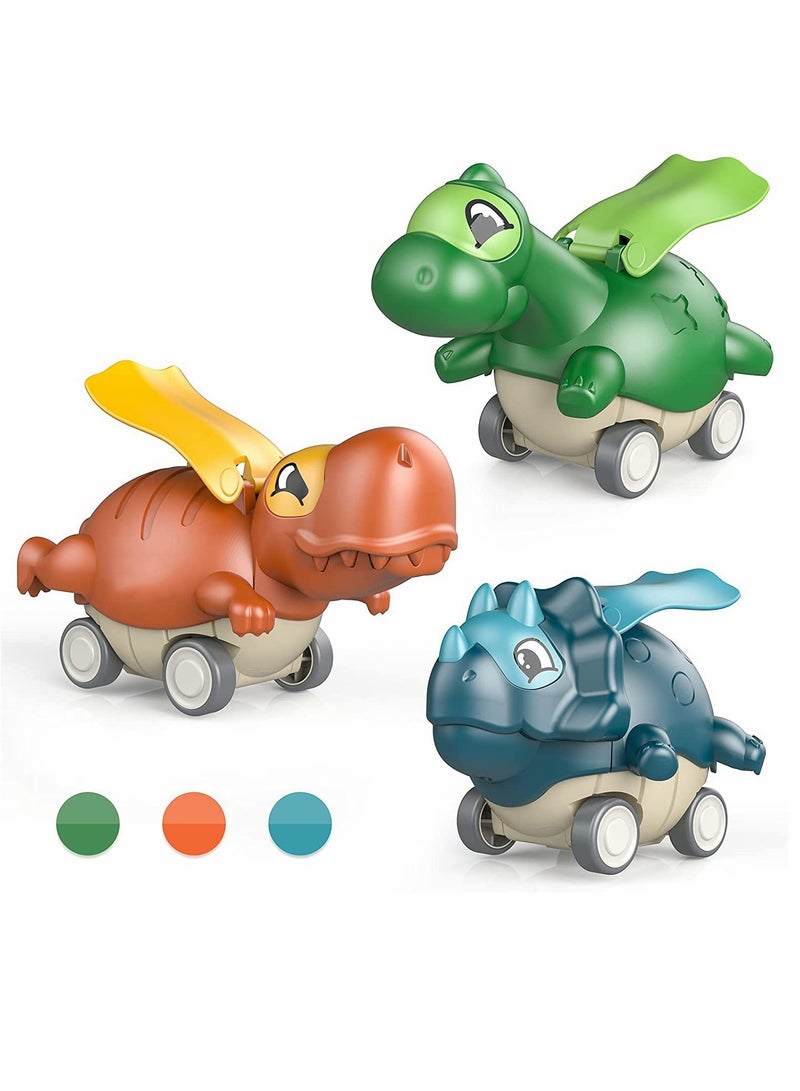 Roll over image to zoom in Dinosaur Toys, Cute Dinosaur Toy Cars, Toys Age 2-4, Dinosaur Car Toys, for 1-4-Year-Old Boys Girls, 3 Pack