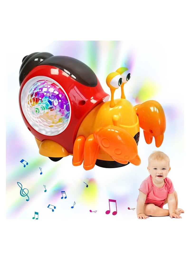SYOSI Electric Music Crab Baby Toy, Crawling Crab Baby Toy With Music and Led Light Up, Early Learning Educational Toys with Automatically Avoid Obstacles, for Kids