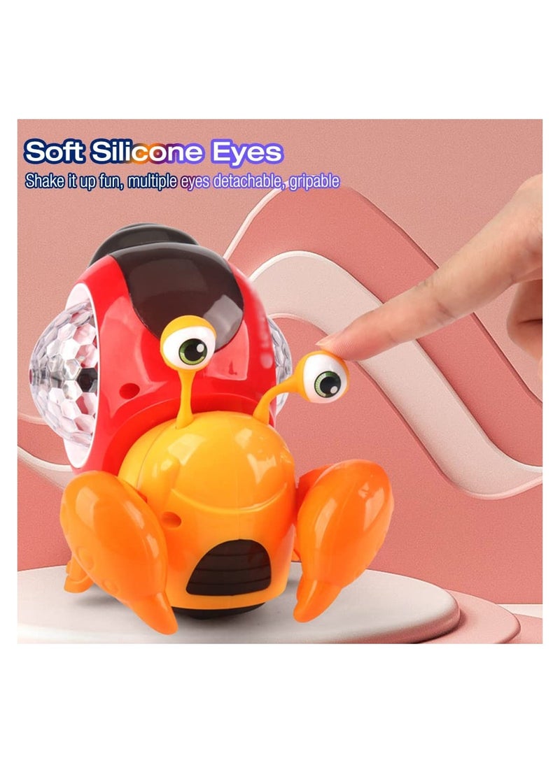 SYOSI Electric Music Crab Baby Toy, Crawling Crab Baby Toy With Music and Led Light Up, Early Learning Educational Toys with Automatically Avoid Obstacles, for Kids