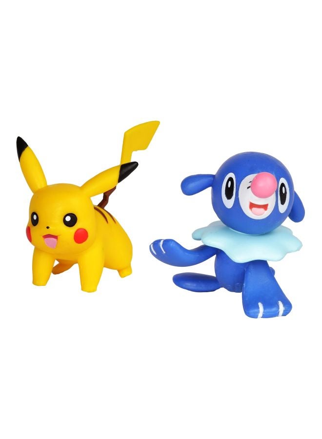 2-Piece Pikachu And Popplio Battle Mini Figure Set 95001 2inch