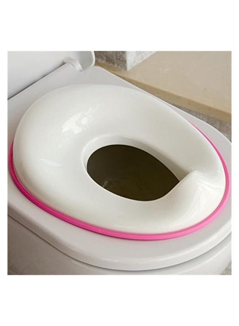 Potty Training Seat for Boys And Girls, Fits Round & Oval Toilets, Non-Slip with Splash Guard, Includes Free Storage Hook (Pink)