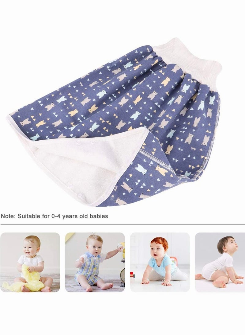 Baby Nappy Skirt, SYOSI Cotton Diaper Training Pants Washable Waterproof Reusable Toddler Training Underwear for Pee Nappy Potty Training (Dark Blue)