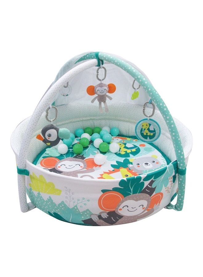 Jungle Friends Baby Pool Playmat With Mosquito Net + 20-Piece Balls, Om+ 45 x 38 x 16.5cm