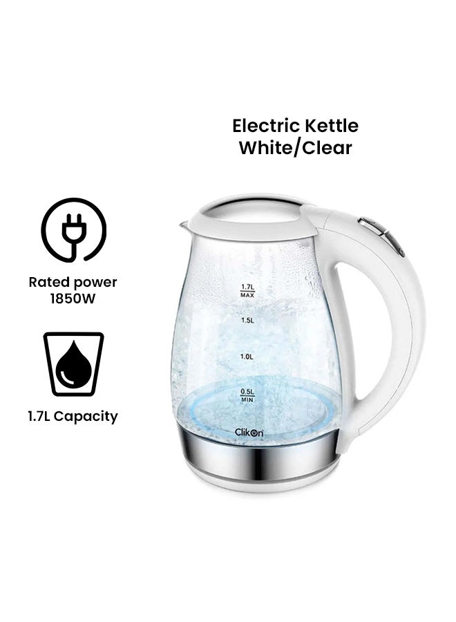 Glass Body Electric Kettle With LED Glow Indicator 1.7 L 1850.0 W CK5128 White/Clear