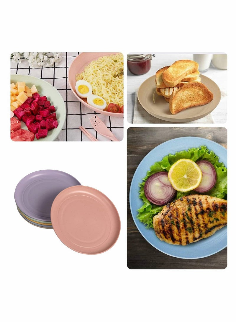 Lightweight Wheat Straw Plates Unbreakable Dinner Dishes Plates Set Non-Toxin Dishwasher & Microwave Safe BPA Free and Healthy for Kids Children Toddler & Adult (Small 6 Pack 5.9')