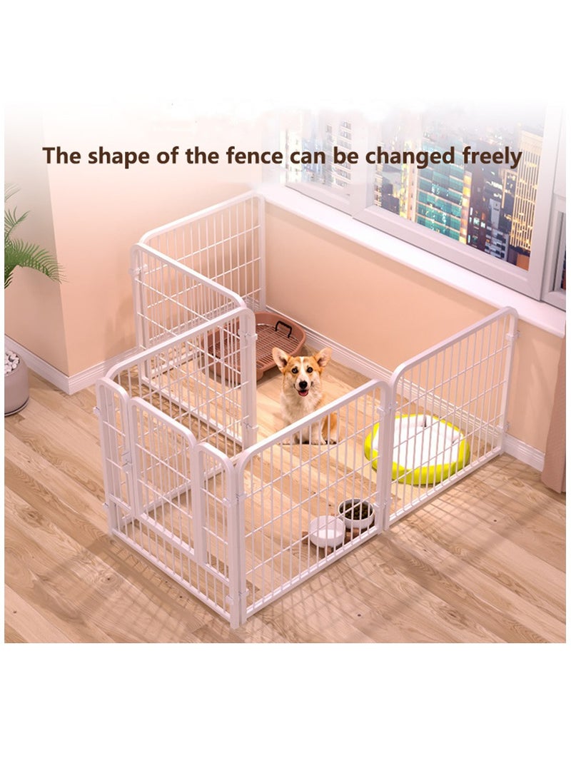 Dog Playpen Foldable 6 Panels Dog Pen 80cm Height Pet Enclosure Dog Fence Outdoor with Lockable Door for Medium/Small Dogs,Puppy Playpen,RV,Camping Pet Fence,White