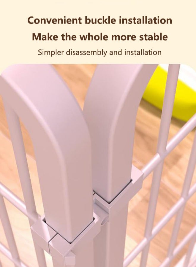 Dog Playpen Foldable 6 Panels Dog Pen 80cm Height Pet Enclosure Dog Fence Outdoor with Lockable Door for Medium/Small Dogs,Puppy Playpen,RV,Camping Pet Fence,White