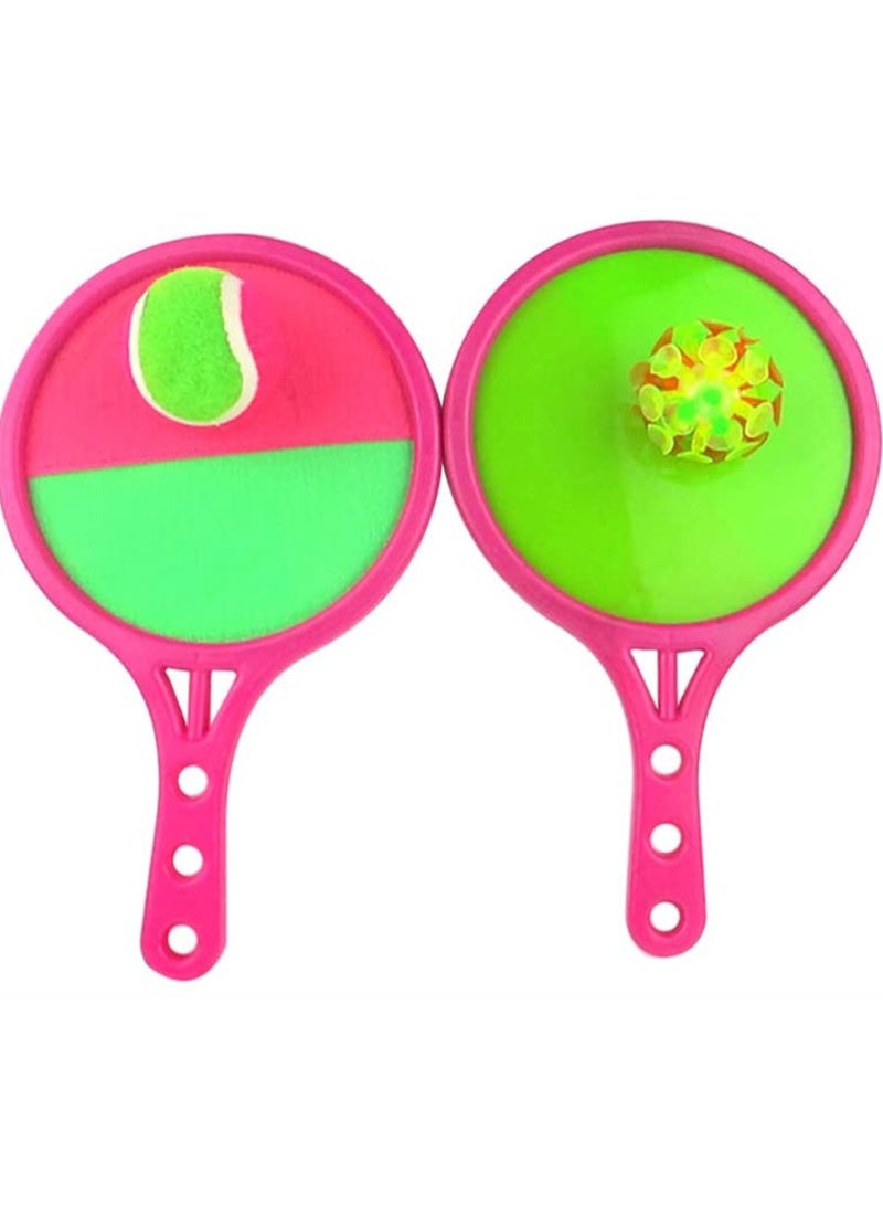 Balls Game, Dual Side Toss Catch Disc Paddles Sports Ball Parent-Child Interactive Game for Adults Kids 2 Board, 2 Ball, Random Color