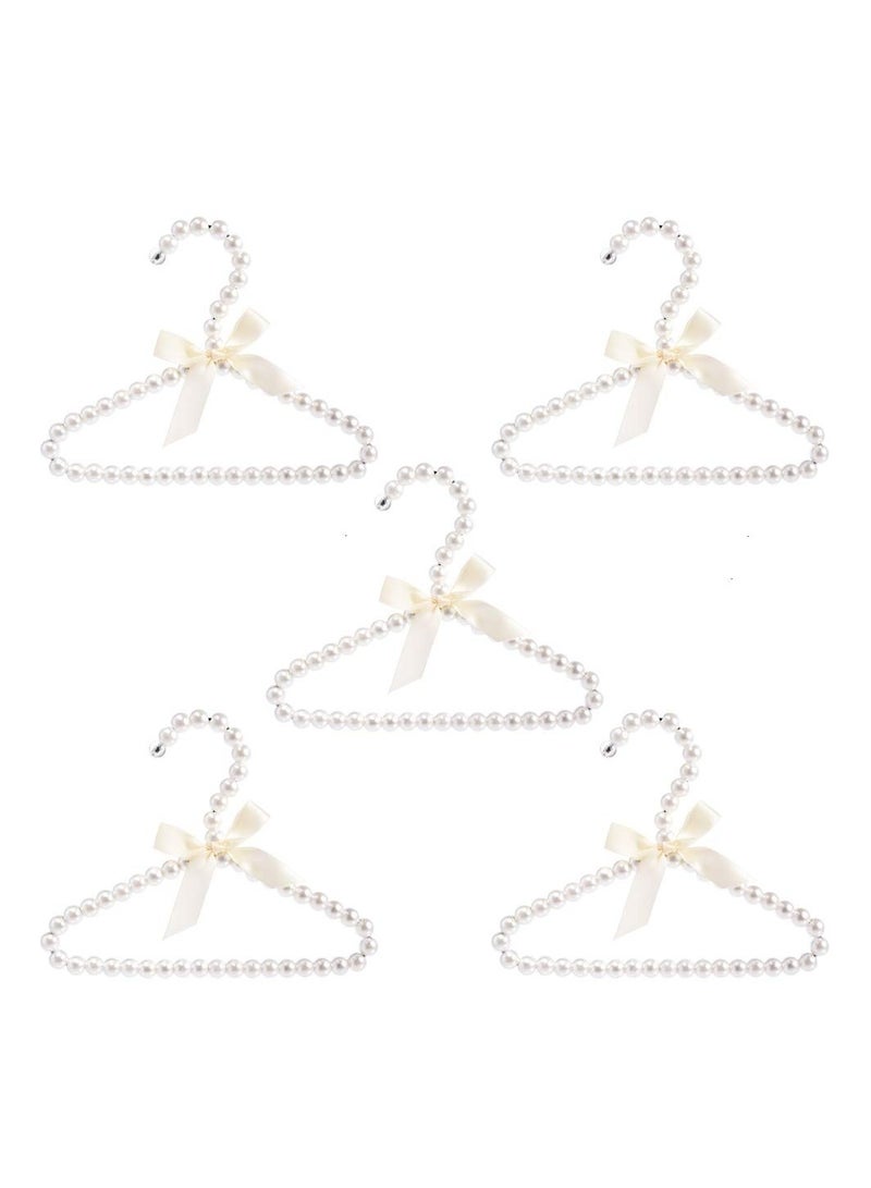 Clothes Hangers White Bowknot Faux Pearl Bow Hook for Children Kids Women Girl Baby 5 Packs