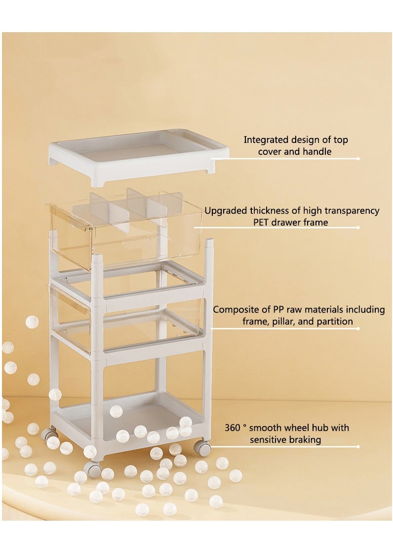 Baby Diaper Cart with Wheels and Handle 4 Tier Rolling Cart Diaper Organizer with Hanging Diaper Stacker Nursery Caddy Baby Organizer for Storage Baby Clothes, Wipes, Bibs, Changing Table Mats