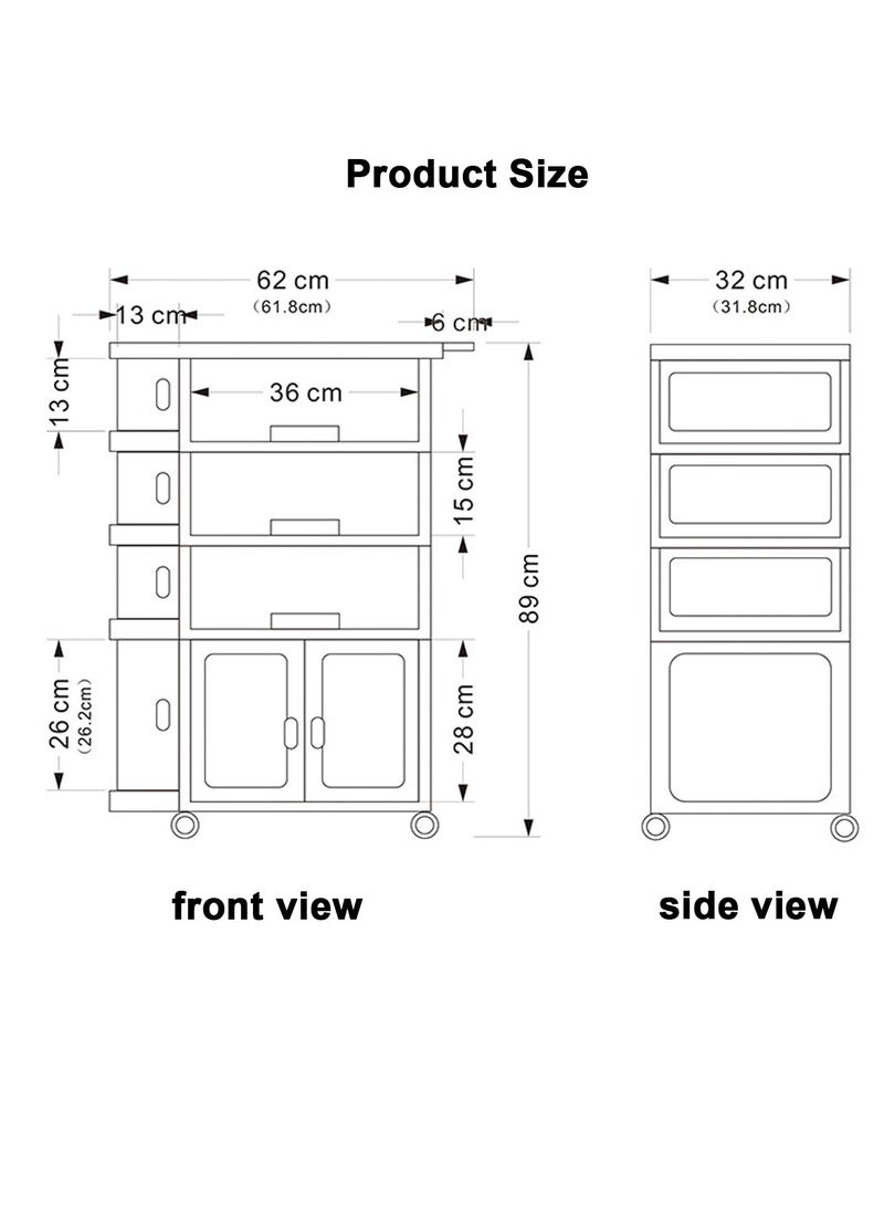 Baby Supplies Storage Folding Stroller Shelves, 4 Tier Mobile Nursery Organizer for Newborn Essentials,Multifunction Storage Organizer Cart with Wheels and Drawers, Portable Baby Diaper Organizer