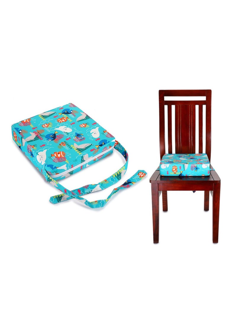Chair Increasing Cushion Baby Toddler Kids Infant Portable Dismountable Highchair Booster Seat Cushion Washable Thick Chair Seat Cloth Straps Fish