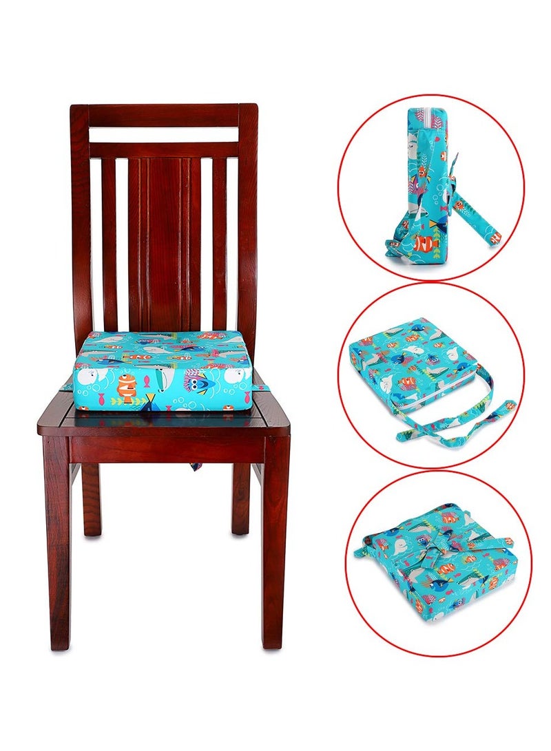 Chair Increasing Cushion Baby Toddler Kids Infant Portable Dismountable Highchair Booster Seat Cushion Washable Thick Chair Seat Cloth Straps Fish