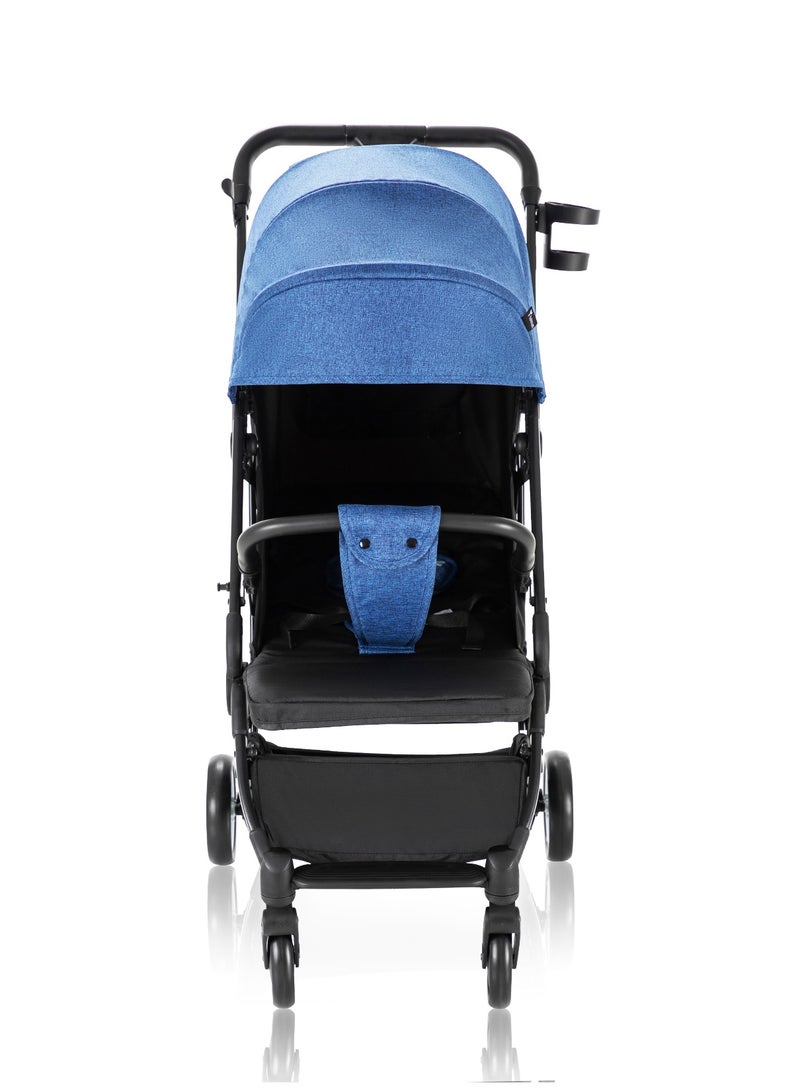 Travel Cabin Stroller With Single Hand One - Sec Fold, Cabin Approved, Extra Wide Canopy And Wide Seat Base - Blue