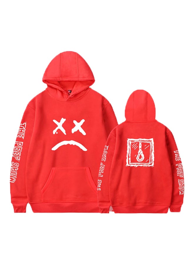 The Peep Show Print Hoodie Red