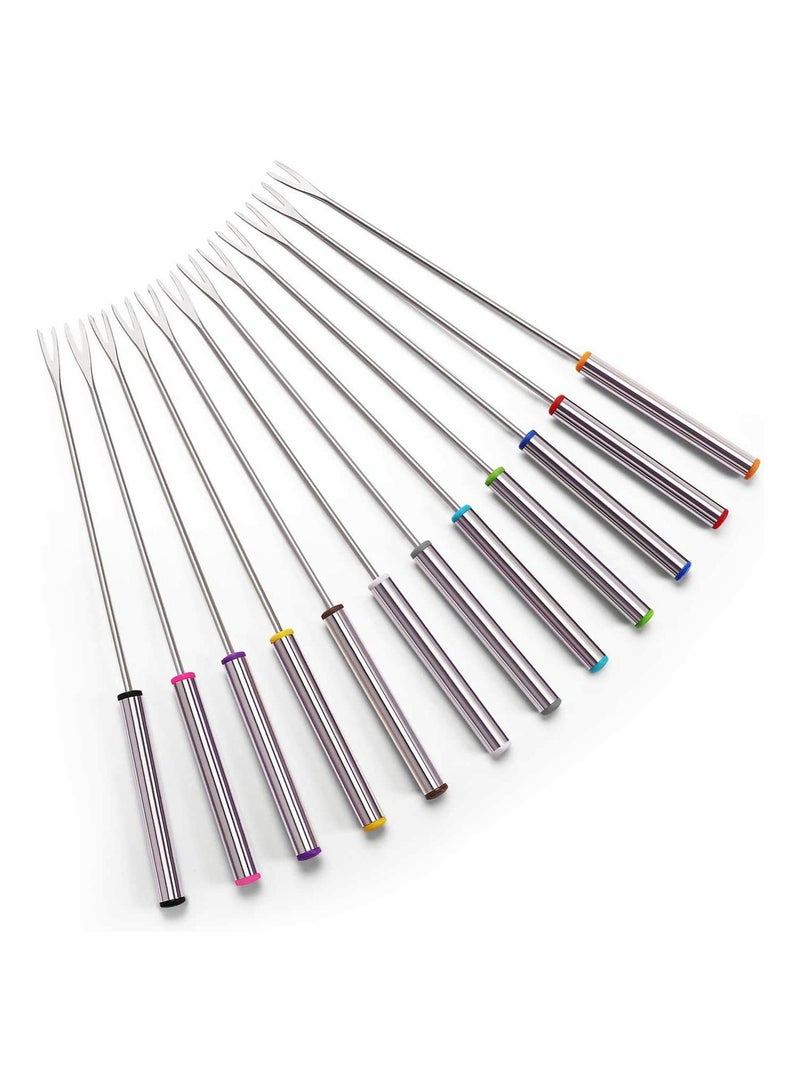 Marshmallow Roasting Sticks Stainless Steel Fondue Forks with Heat Resistant Handle for Chocolate Fountain Cheese Fondue Set of 12