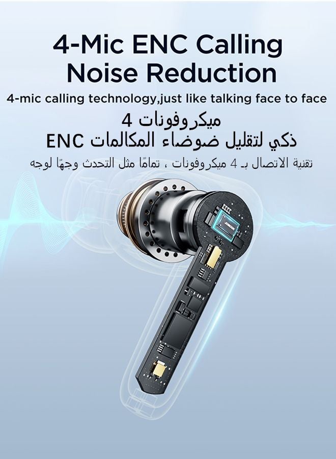 JR-BB1 4 Mic In-Ear True Wireless Bluetooth 5.3 Earphones Low Latency Fast Charging IP54 Waterproof Earbuds With Charging Case White